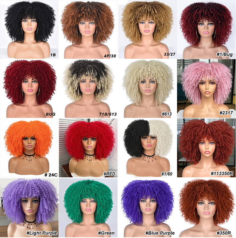 10 pcs mixed colors short hair afro kinky curly wigs with bangs for black women(below price is10 pcs) 10 pcs mixed colors short hair afro kinky curly wigs with bangs for black women(below price is10 pcs)